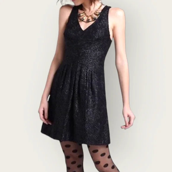 Anthro Leifsdottir Lingonberry Black Floral Lace Dress Size 2 - Picture 2 of 14